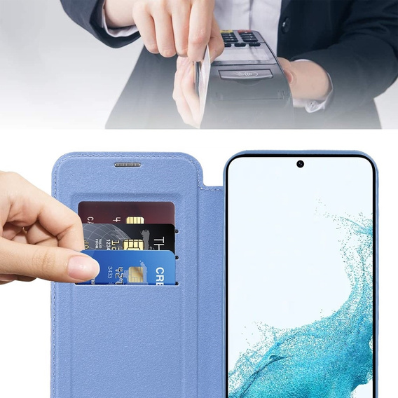 Pattintható tok a Samsung Galaxy S22 5G, RFID Wallet MagSafe CamShield, kék