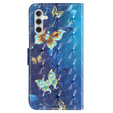 Pattintható tok a Samsung Galaxy A35 5G, Wallet, Butterflies kék