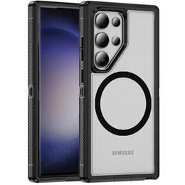 Tok kerettel Samsung Galaxy S23 Ultra készülékhez, MagSafe-hoz, átlátszó / fekete