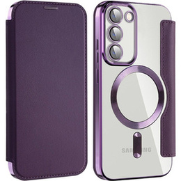 Pattintható tok a Samsung Galaxy S23, Wallet, MagSafe, lila