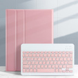 Tok + billentyűzet iPad 10.2 7/8/9 gen 2019/2020/2021, Keyboard Cover Pen Slot, rózsaszín rose gold