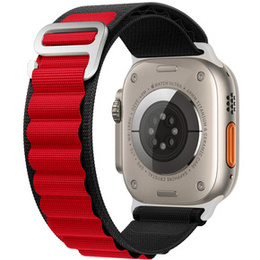 Nylon szíj Apple Watch 1/2/3/4/4/5/6/7/8/SE/ULTRA 42/44/45/45/49mm, fekete / piros