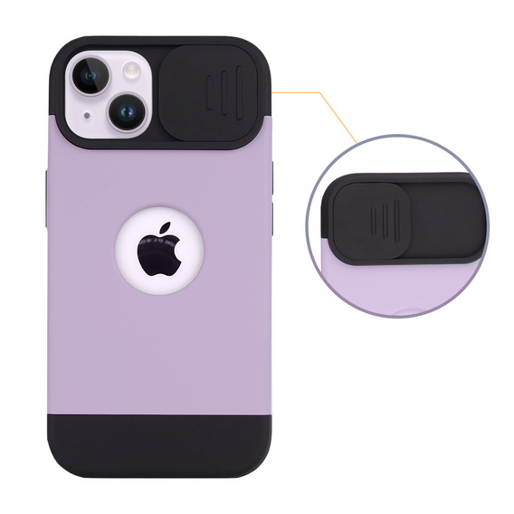 ERBORD MagSafe Cam Slider tok, lila + képernyővédő üveg iPhone 13 / iPhone 14 készülékekhez