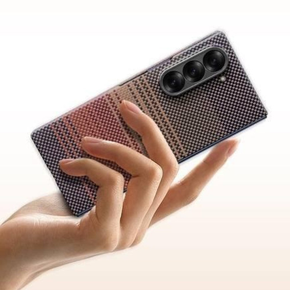Tok Samsung Galaxy Z Fold6 5G - mágneses aramidszálas tok, narancssárga