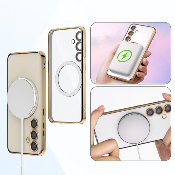 Tok Samsung Galaxy A15 4G/5G-hoz, Electro MagSafe, arany + üveg a képernyőhöz