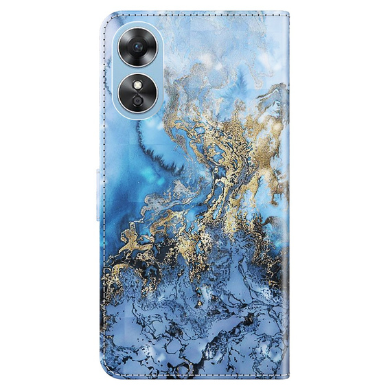 Pattintható tok a Oppo A17, Wallet, Marble kék