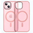 Tok iPhone 14-hoz, MagSafe, ERBORD Matt Case, rózsaszín + képernyőüveg