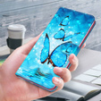Pattintható tok a Samsung Galaxy A14 4G/5G, Wallet Butterfly, kék