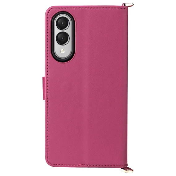 Tok patenttal a Samsung Galaxy S25 Edge-hez, Crossbody Leather Wallet, bordó