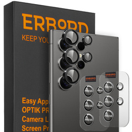 2x ERBORD OPTIK Pro edzett üveg Samsung Galaxy S24 Ultra kamera számára, fekete
