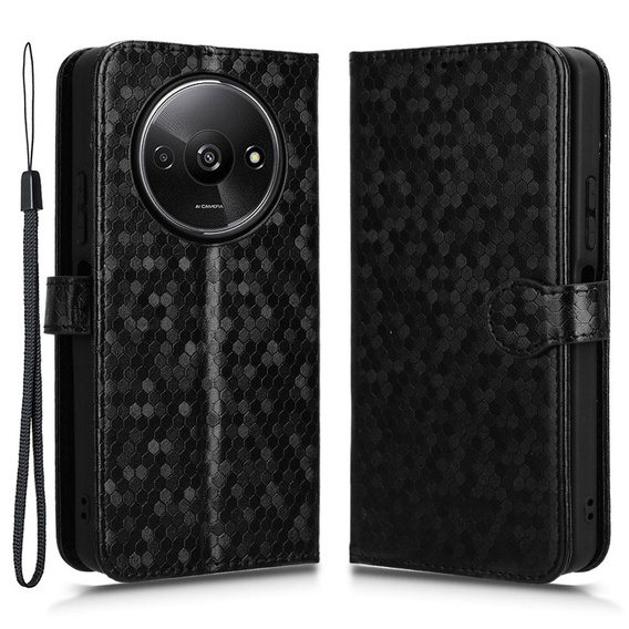 Flap tok Xiaomi Redmi A3, Wallet Rhombus, fekete