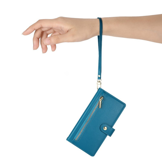 Pattintható tok a Xiaomi Redmi Note 14 Pro 5G / Poco X7 5G, Wallet Zipper Pocket, kék