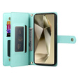 Pattintható tok a Samsung Galaxy S25 Ultra, Wallet Zipper Pocket, zöld