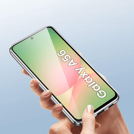 Tok Samsung Galaxy A56, Magnetic Dual Glass, ezüst