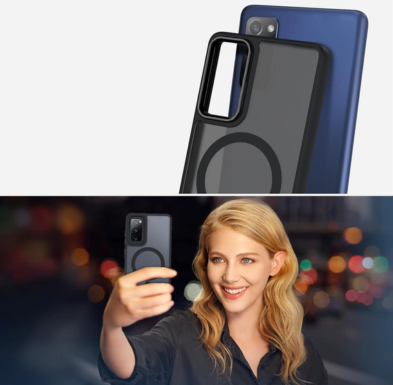 Tok Samsung Galaxy S20 FE-hoz, MagSafe, ERBORD Matt Case, fekete + képernyőüveg