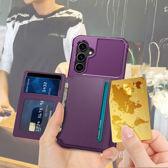 Tok Samsung Galaxy S23 FE, Card Holder Kickstand, lila