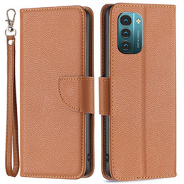 Pattintható tok a Nokia G11 / G21, Litchi Wallet Case, barna