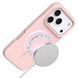 Szilikon tok iPhone 17 Pro Max készülékhez, MagSafe, ütésálló, rózsaszínű