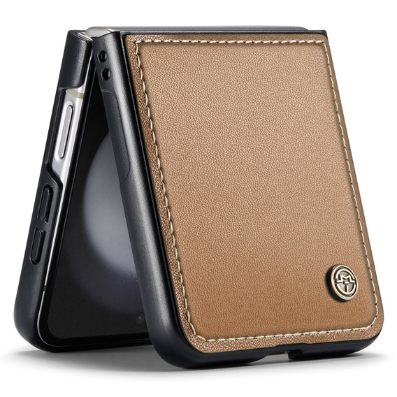 Tojás Samsung Galaxy Z Flip7 FE / Z Flip6, CASEME Litchi Leather, barna