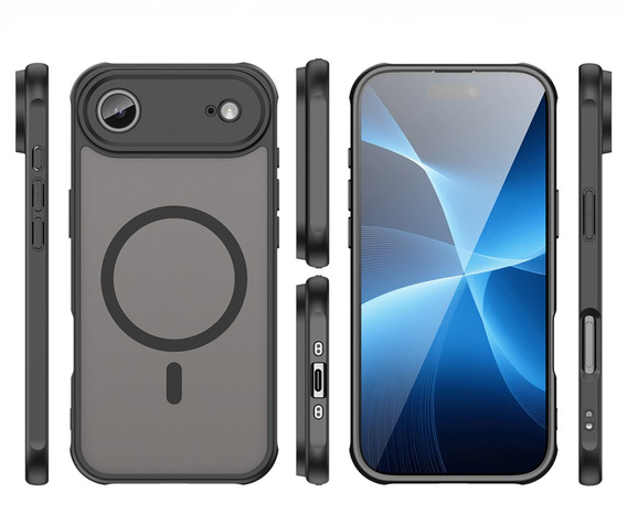 Matt tok iPhone Air készülékhez, MagSafe-hoz, kameravédelemmel, matt fekete