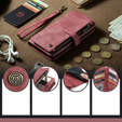 CASEME tok Samsung Galaxy A56 5G, Leather Wallet Cash and Card Slots, pánttal, piros
