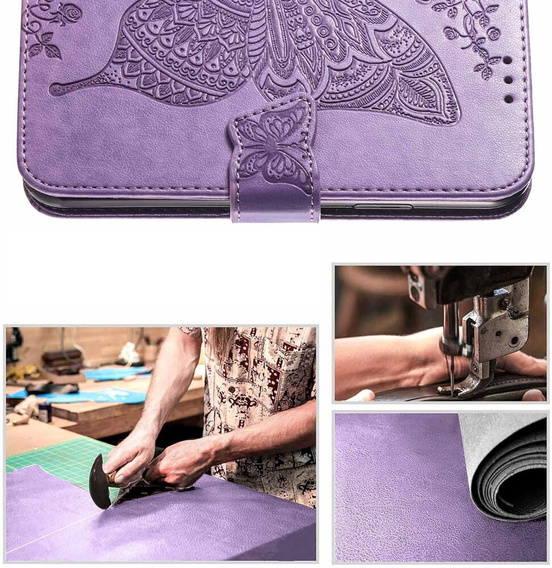 Pattintható tok a Motorola Moto G85, Butterfly, lila
