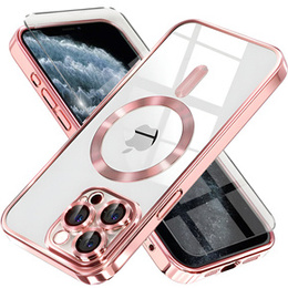 Tok iPhone 11 Pro-hoz, Electro MagSafe, rózsaszín + üveg a képernyőhöz