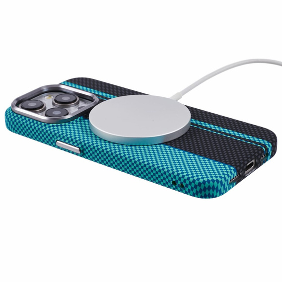 Tok iPhone 14 Pro Max, Carbon Fiber MagSafe, fekete / kék