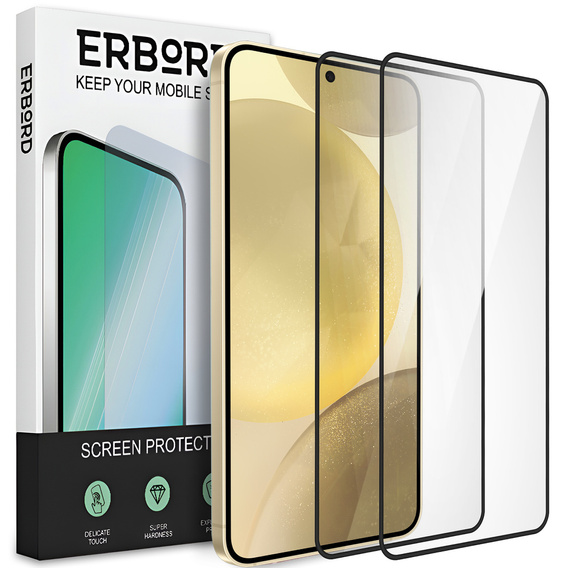 2x edzett üveg a Samsung Galaxy S24+/S25+ Plus, ERBORD 3D teljes képernyő