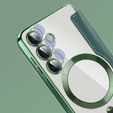 Pattintható tok a Samsung Galaxy S24, RFID Wallet MagSafe CamShield, zöld