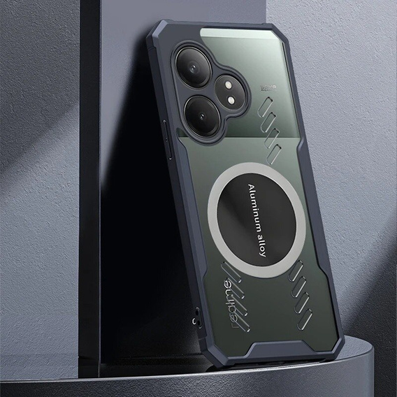 Tok Realme GT 6 / 6T, mágneses lemezzel, átlátszó / fekete