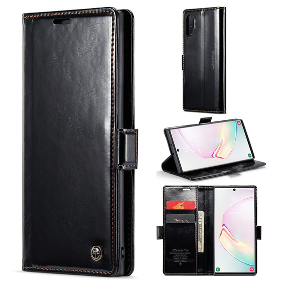 CASEME flip tok Samsung Galaxy Note 10 Plus, Waxy Textured, fekete