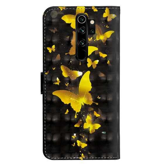 Pattintható tok a Xiaomi Redmi Note 8 Pro, Wallet Butterfly, arany