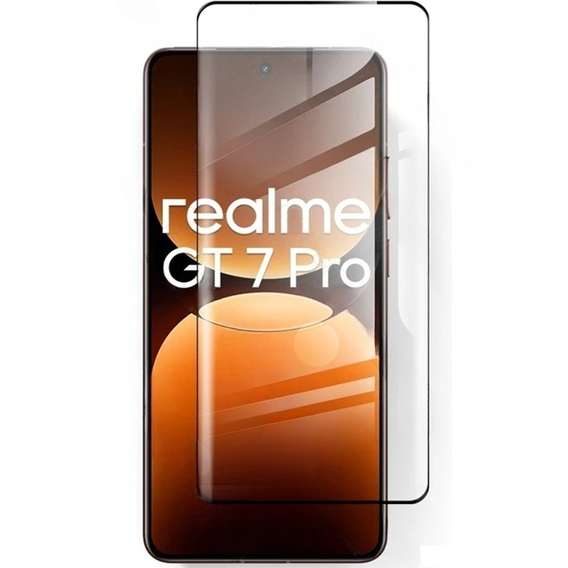 3D edzett üveg Realme GT 7 Pro készülékhez, fekete keret