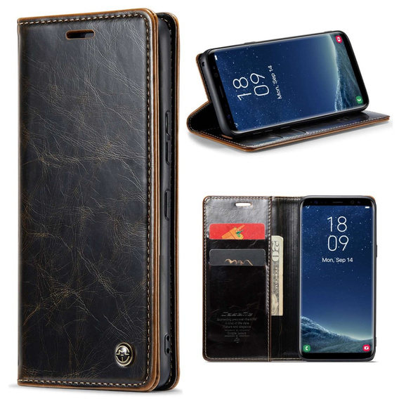 CASEME flip tok Samsung Galaxy S8+ Plus, Waxy Textured, kávé
