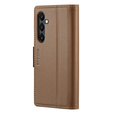 Tok Samsung Galaxy A55, ERBORD Glossy Litchi, pénztárca patenttal, barna