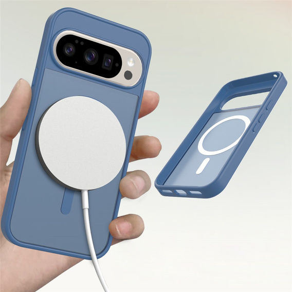Matt tok Google Pixel 10 / 10 Pro, MagSafe-hoz, áttetsző kék