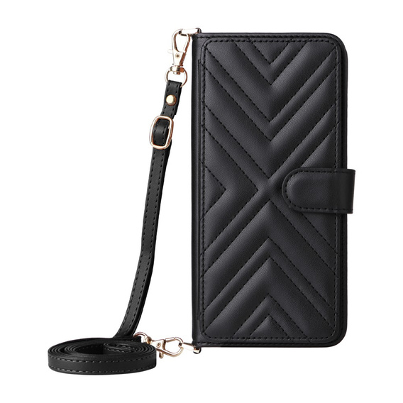 Tok patenttal a Xiaomi Poco F7 Pro-hez, Crossbody Leather Wallet, fekete