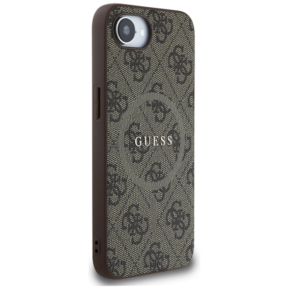 GUESS Telefontok a iPhone 16E, 4G Ring Classic Logo, barna