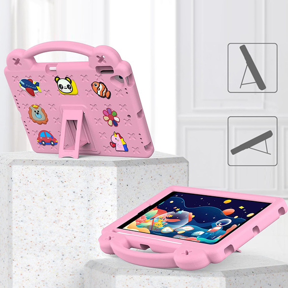 Gyermek tok iPad 10.2" 2021/2020/2019 (9/8/7 gen.) / Air 10.5" 2019 (3 gen.), Cute Patterns, állvánnyal, rózsaszín