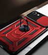 Páncélozott tok iPhone 16E, CamShield Slide, piros + edzett üveg 9H
