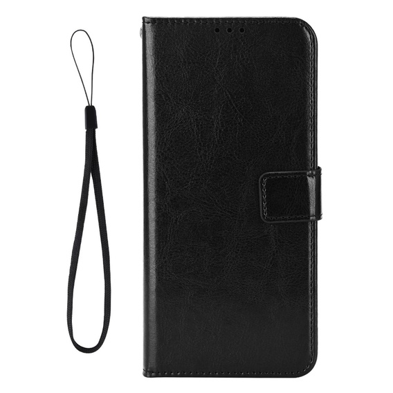 Pattintható tok a Xiaomi Redmi Note 14 5G, Crazy Horse Wallet, fekete