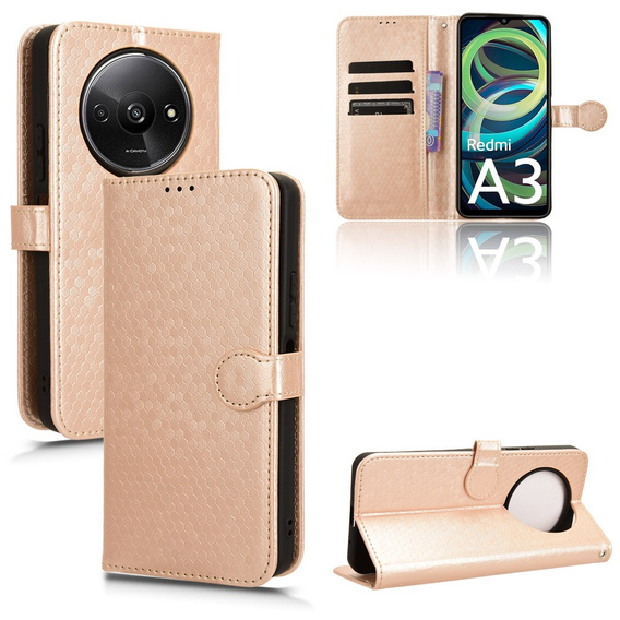 Flap tok Xiaomi Redmi A3, Wallet Rhombus, rózsaszín