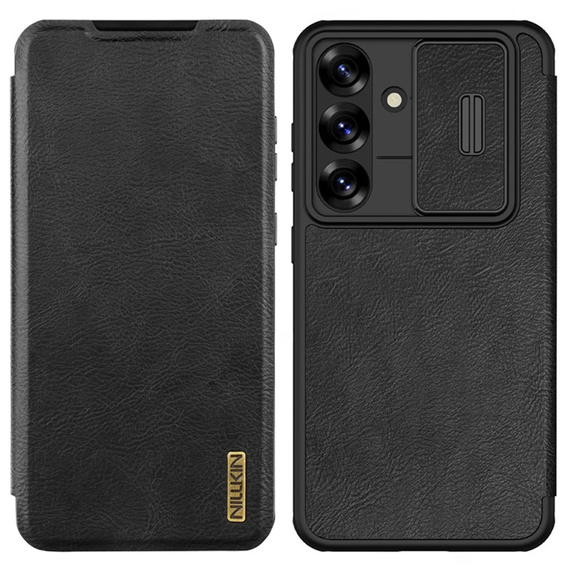 NILLKIN flip tok Samsung Galaxy A56, CamShield Qin Pro, bőr, fekete