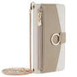 Flip tok Samsung Galaxy M34 5G, Wallet Zipper Pocket, tükörrel, fehér