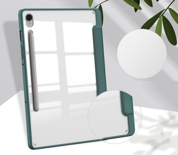Tok Samsung Galaxy Tab S10 Lite / S10 FE / S9 FE, Smartcase Hybrid, tolltartó résszel, sötétzöld