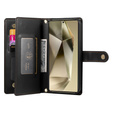 Pattintható tok a Samsung Galaxy S25 Ultra, Wallet Zipper Pocket, fekete