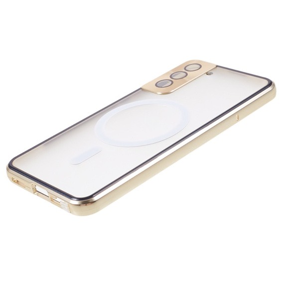 Magnetic Dual Glass MagSafe tok Samsung Galaxy S22, arany