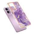 Védő tok Motorola Moto G24 / G24 Power / G04, Marble Slim Case, sötétlila