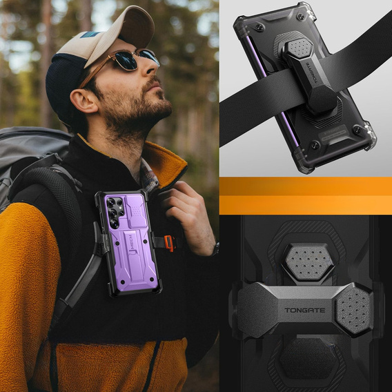 Robusztus tok Samsung Galaxy S25 Ultra készülékhez – Tongate MECH sorozatú klip, fekete